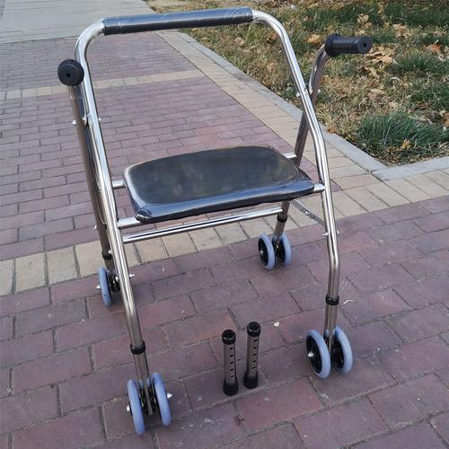 老年人小手推车代步可坐可推残疾老人工具折叠轻便加固四轮助行器